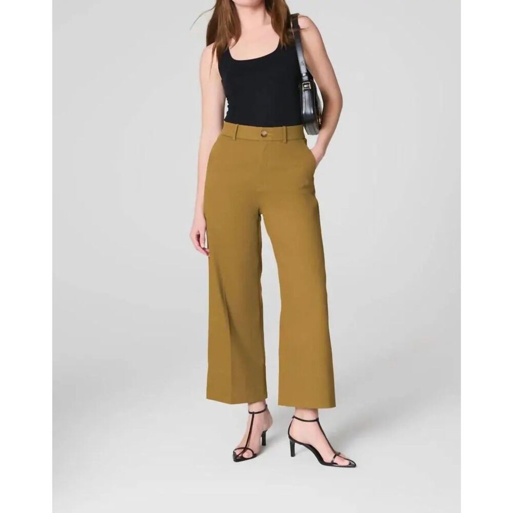 Spanx Stretch Twill Wide Leg Pants Size XS Petite New with tags! Flax Tan Brown